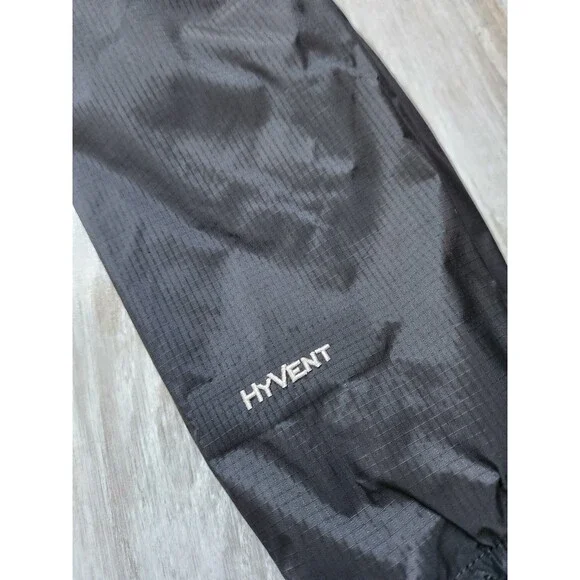 The North Face Hyvent Womens Rain Jacket Black white Hood Lightweight Sz L - Picture 3 of 14